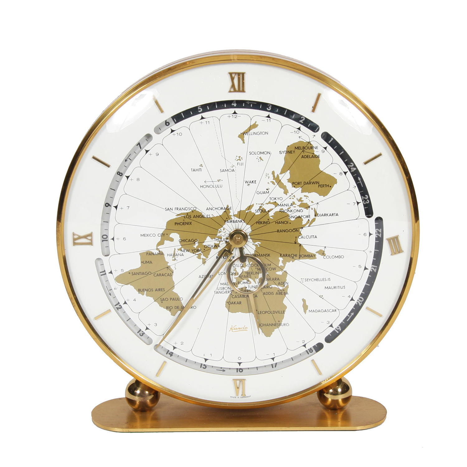 A Kundo GMT world-time table clock from the 1960s