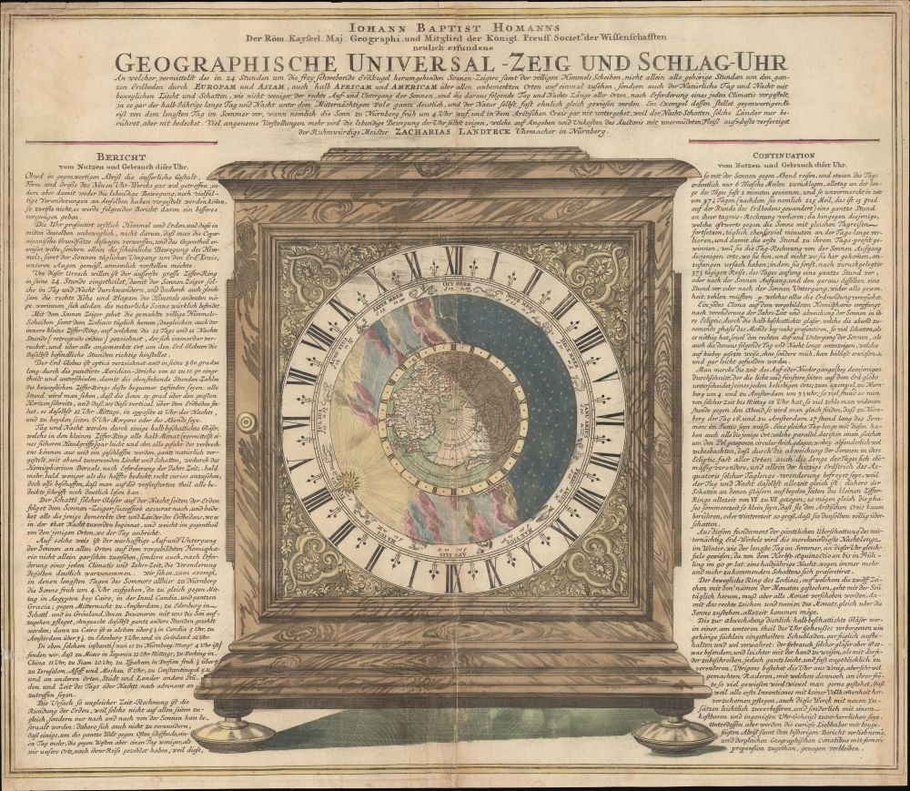 The Landteck / Homann geographical universal clock of 1705